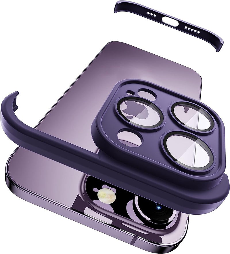 Back Camera Lens Protector Silicone Case, Ultra-Thin Lightweight Bumper, Frameless Slim Cover, 10ft Military Drop Protection, for iPhone 14 Pro Max, Purple, 2 Pcs - Image 1