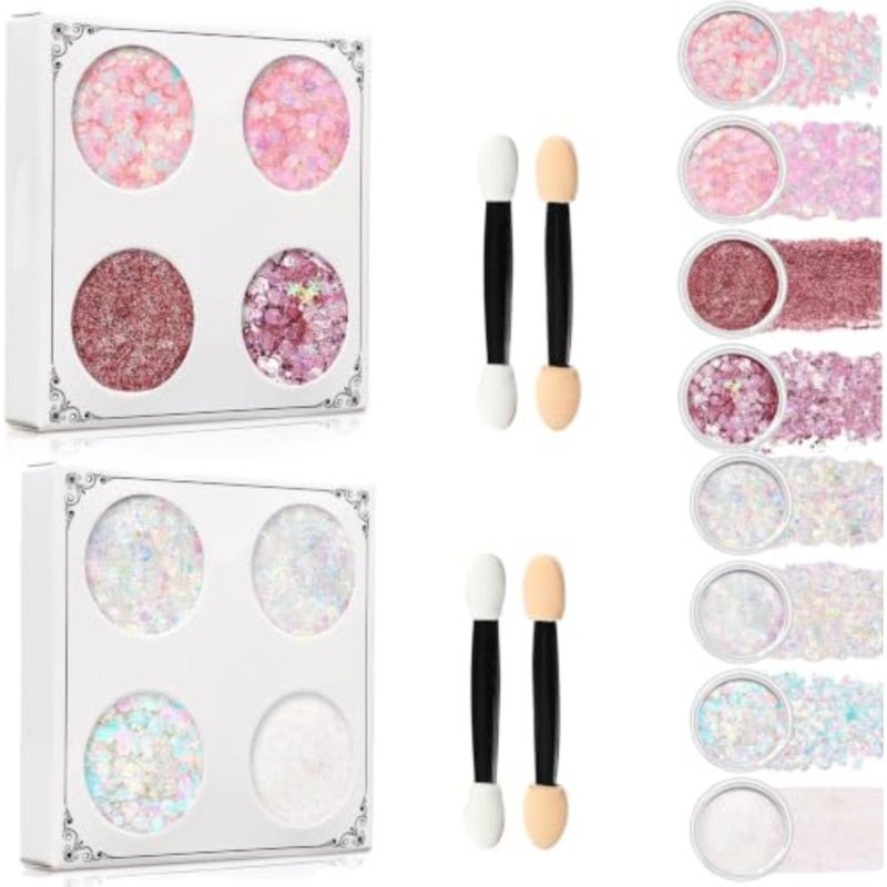 2 PCS Face Glitter Gel Multicolor Body Sparkle Cream for and Adults Shimmer Hair Paste Cosmetic Sequins for Rave Festival Outfits and Cosplay Makeup Accessories 40g - Image 1