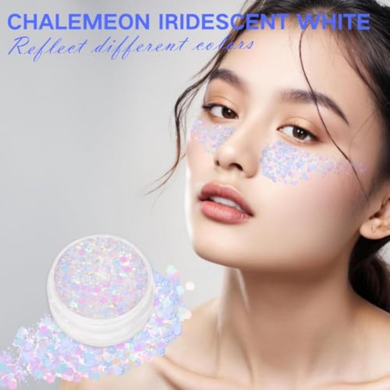 2 PCS Face Glitter Gel Multicolor Body Sparkle Cream for and Adults Shimmer Hair Paste Cosmetic Sequins for Rave Festival Outfits and Cosplay Makeup Accessories 40g - Image 5