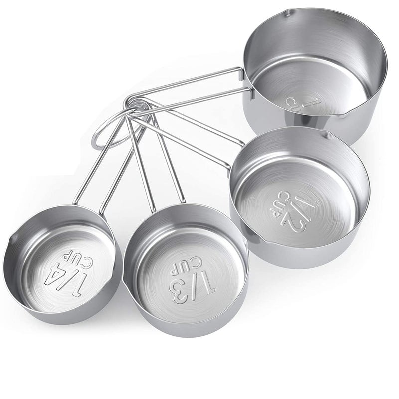 Shruthi Stainless Steel Measuring Cup Set of 4 Measuring Cup Size 60 ml 80 ml 125 ml 250 ml - Image 1