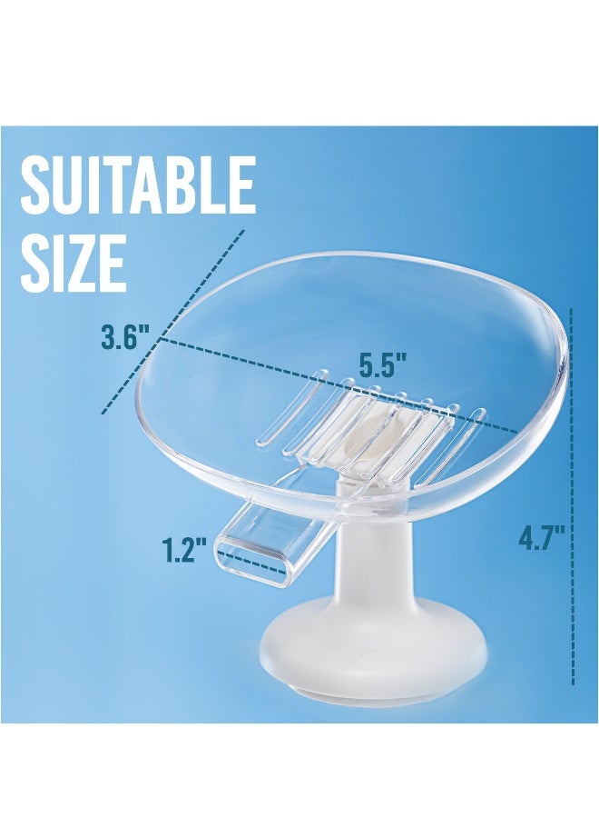 Soap Bar Holder Soap Dish Self Draining with Suction Cup, Bar Soap Holder for Shower Wall, Soap Saver Tray for Bathroom, Suitable Sponge Holder for Tub, Kitchen Sink, Drill-Free,Removable - Image 2