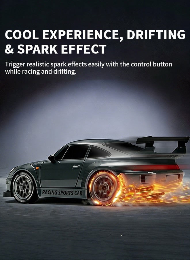 1:24 RC Drift Car, 4WD High Speed Remote Control Racing Car, Electric RC Sport Vehicle Toy with Extra Tires and Road Cones for Kids Boys - Image 2