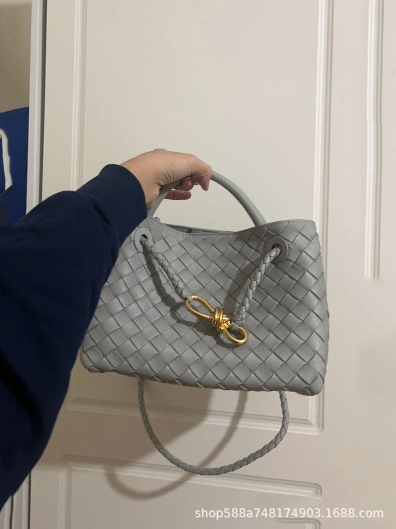 Handwoven Handbag Womens Fashion Commuter Bag Underarm Tote Shoulder Crossbody Bag Special Shape Chinese Origin Large agate gray high quality ready stock 