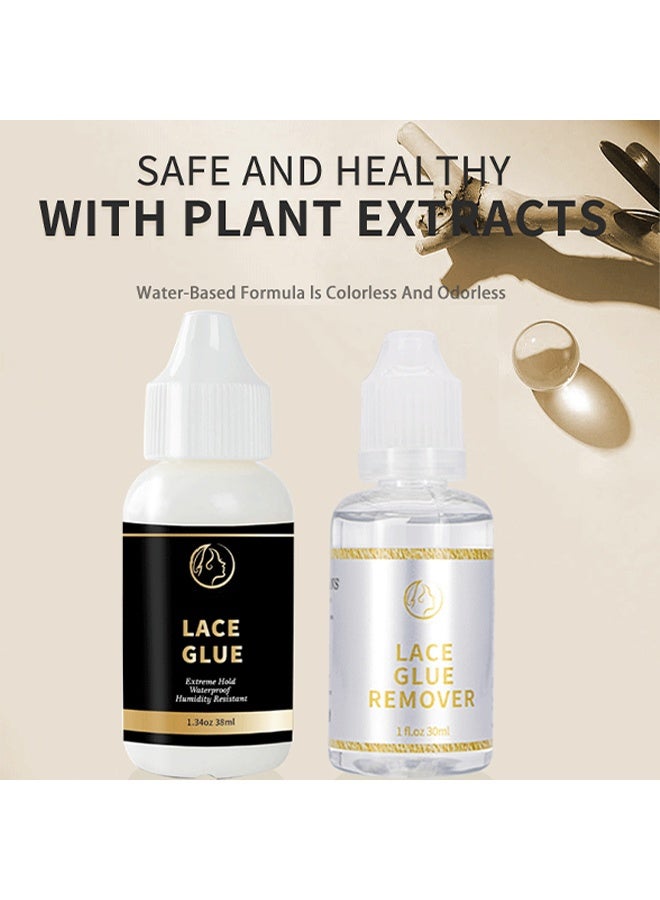 WodeMate 30ML Lace Glue Remover And 38ML Wig Lace Glue Set, Lace Wig Glue Safe Non-Toxic Glue, Waterproof Invisible Bonding, Perfect Combination For Front Lace Wigs - Image 3