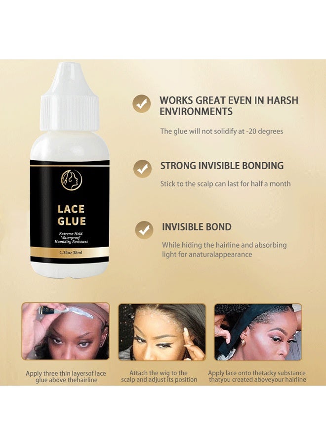WodeMate 30ML Lace Glue Remover And 38ML Wig Lace Glue Set, Lace Wig Glue Safe Non-Toxic Glue, Waterproof Invisible Bonding, Perfect Combination For Front Lace Wigs - Image 4