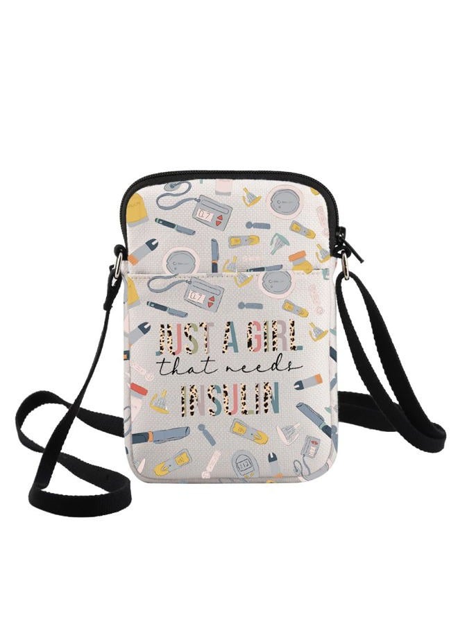 G2TUP Diabetes Insulin Crossbody Bag Diabetes Awareness Gifts Just A Gil That Needs Insulin Shoulder Bag Diabetic Supply Kit (Just Needs Insulin CB) - Image 1