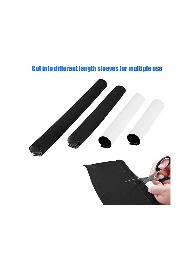 JOTO Pack] JOTO 10.83ft Cable Management Sleeve, Cuttable Neoprene Cord Organizer System, Flexible Cable Wrap Cover Wire Hider for Desk TV Computer Office Home Theater -Black, Large - Image 2