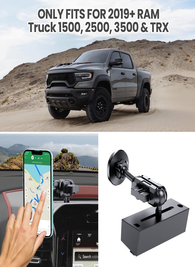 SwiftGaze Metal Magnetic Phone Mount for 2019+ RAM 1500/2500/3500 & 2019+ RAM TXR, OEM Holes Screws Install Super Stable for Off Road Bumpy Road Dodge 1500 Phone Holder Cool Ram Accessory - Image 2