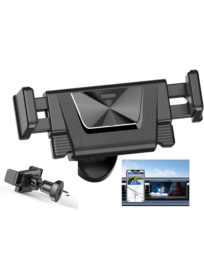S-TOP Car Phone Holder, Car Air Vent Phone Holder, 360° Rotating Holder, Hands-Free, One-Handed Operation, Suitable for 4-7 Inch Smartphones/iPhone/Samsung (Black) - Image 1