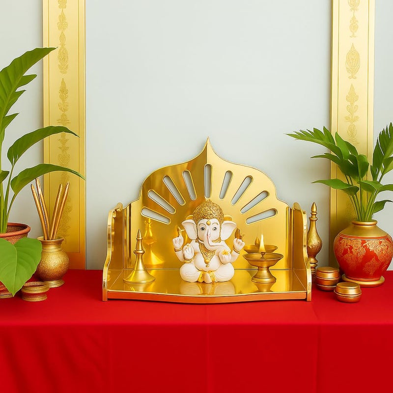 Fliptic معبد أكريليك خشبي صغير DIY || معبد بويا مثبت على الحائط، تشطيب لامع للمنزل، المكتب، المتجر || معبد خشبي صغير مثبت على الحائط || لون ذهبي || اصنعه بنفسك - Image 4