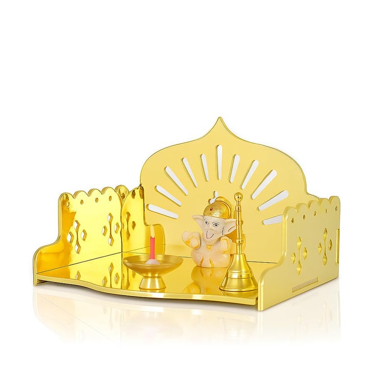 Fliptic معبد أكريليك خشبي صغير DIY || معبد بويا مثبت على الحائط، تشطيب لامع للمنزل، المكتب، المتجر || معبد خشبي صغير مثبت على الحائط || لون ذهبي || اصنعه بنفسك - Image 1