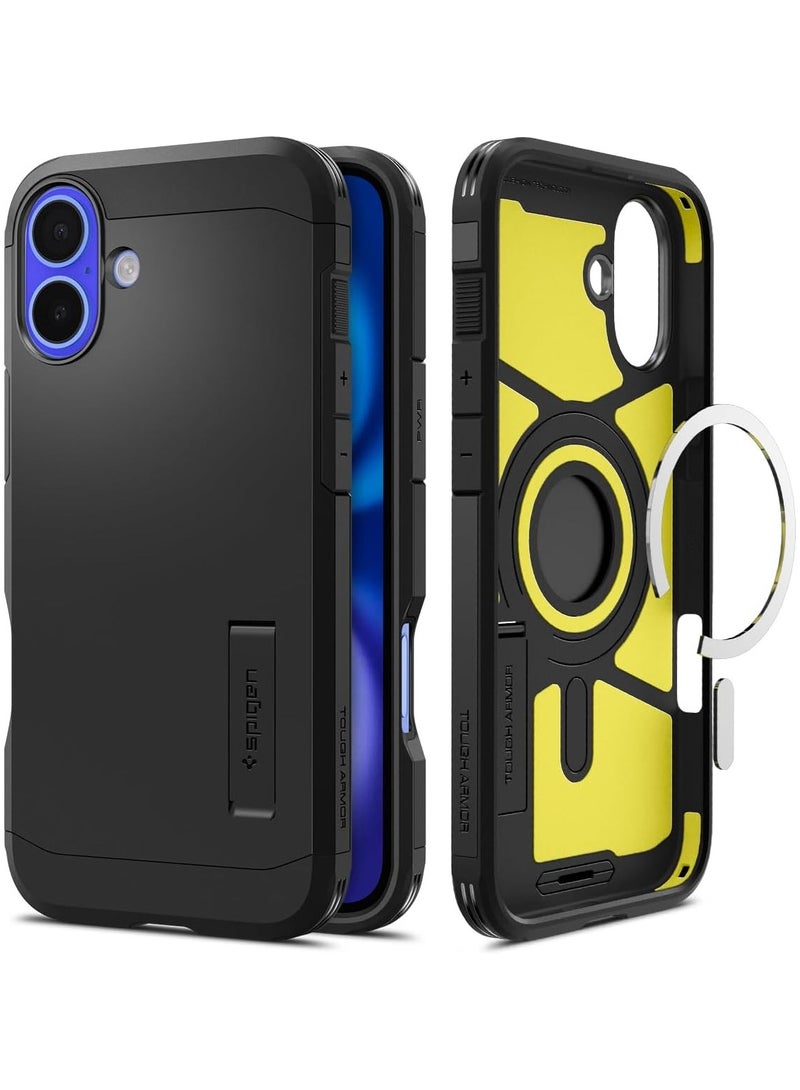 Spigen Tough Armor MagFit AI for iPhone 16 Plus Case Cover MagSafe with Kickstand (2024) - Black - Image 1