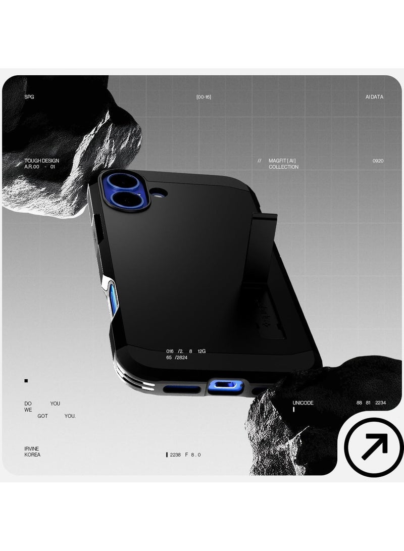 Spigen Tough Armor MagFit AI for iPhone 16 Plus Case Cover MagSafe with Kickstand (2024) - Black - Image 3