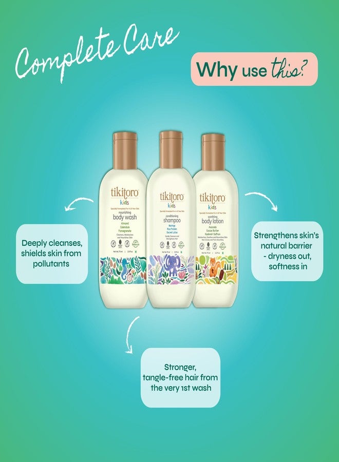 Tikitoro Kids Starter Pack 100% Vegan with Nourishing Body Wash, Soothing Body Lotion & Conditioning Shampoo, No Parabens & Sulphates (Age: 4+) (75 ml x 3) - Image 2