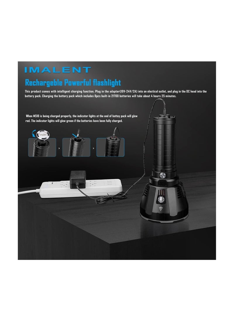 IMALENT - IMALENT MS18 Brightest Flashlight 100,000 Lumens, with 18pcs Cree XHP70 2nd LEDs,Long Throw Up to 1350 Meters Waterproof Powerfull Torch, with OLED Display. - Image 1
