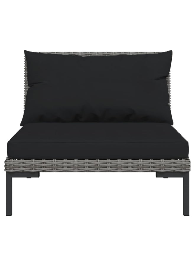 vidaxl 11 Piece Garden Lounge Set with Cushions Poly Rattan Dark Grey 3099899 - Image 4