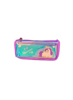 Generic Pencil Stationary Case Compass Box Multipurpose Travel Pouch case Kids/Women/Girls for School/College/Office/Home/Organizer Design and (Unicorn) (Purple)  - Image 1