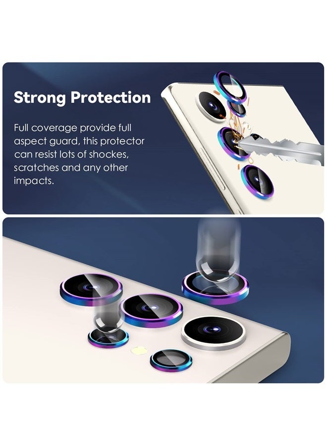 CloudValley [3+2Pcs Camera Lens Protector for Samsung Galaxy S23 Ultra, 9H Tempered Glass + Aluminum Alloy Metal Individual Lens Screen Ring for S23 Ultra 6.8in 5G 2023 - Colorful  - Image 2