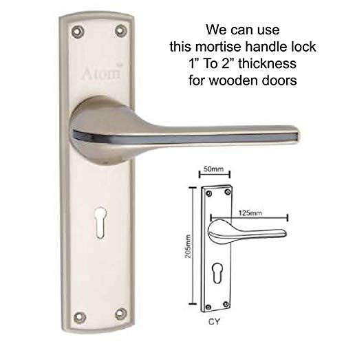 Atom Heavy Duty Mortise Door Lock for Bedroom, Living Room, Main Door, Silver Satin Finish | 3 Keys | 6 Lever Double Stage Lockset for House Hotel Office(O39KY) - Image 3