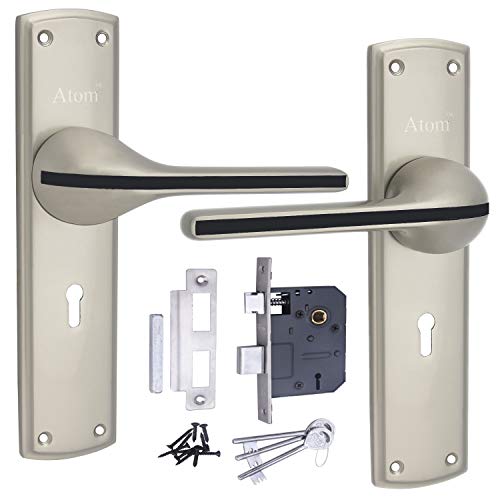 Atom Heavy Duty Mortise Door Lock for Bedroom, Living Room, Main Door, Silver Satin Finish | 3 Keys | 6 Lever Double Stage Lockset for House Hotel Office(O39KY) - Image 1