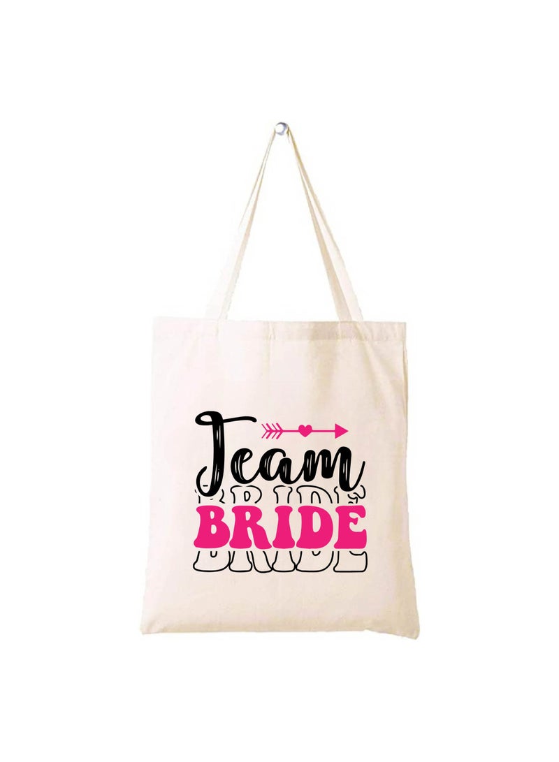 PRINTSHOP4ME Team Bride Bachelorette Party Favor Cotton Tote Bags for the Wedding Party - Bridesmaid Gift Bags with Fun Team Bride Designs - Bachelorette Party Supplies - Image 1