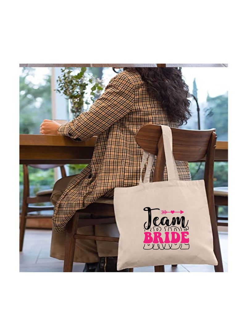 PRINTSHOP4ME Team Bride Bachelorette Party Favor Cotton Tote Bags for the Wedding Party - Bridesmaid Gift Bags with Fun Team Bride Designs - Bachelorette Party Supplies - Image 3