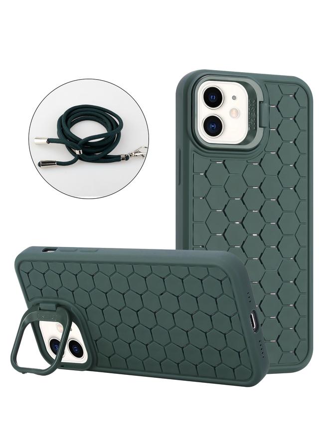 S-TOP Case For iPhone 12 Honeycomb Radiating Holder TPU Phone Case with Lanyard - Image 1