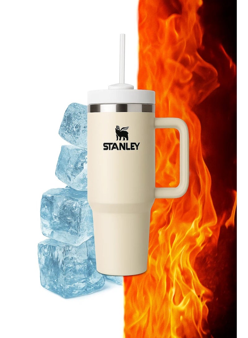 Stanley 1.18L Vacuum Insulated Stainless Steel Flostat Quincher Tumbler with Lid and Straw for Water or Iced Tea, Coffee Juice, Smoothies, etc.