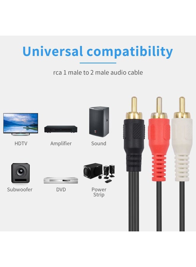 Poyiccot RCA Splitter - Male to Male Cable, Y Splitter 1 to 2 RCA Male Stereo Audio Subwoofer Cable - 25cm/10inch - Image 3