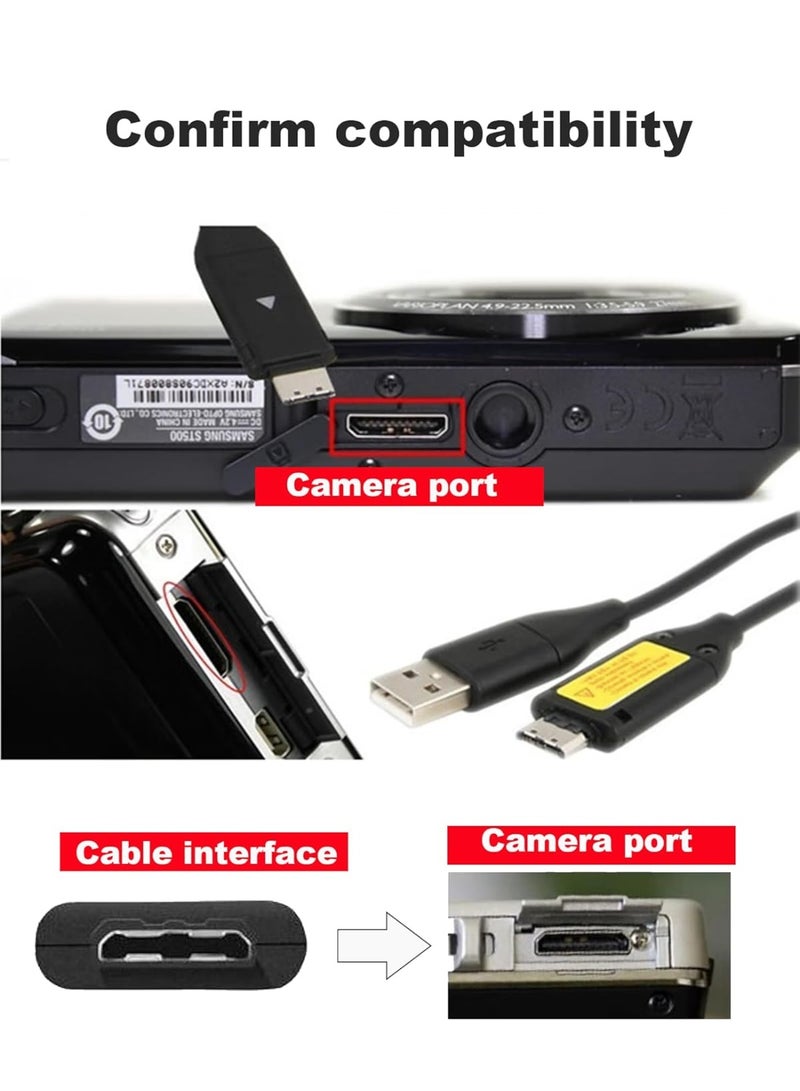 إيغويل كابل USB 5ft متوافق مع شاحن الكاميرا سامسونج SUC-3 SUC-5 SUC-7 متوافق مع L200 ، PL-120 ، P1000 ، TL-105 ، SL-420 ، TL-100 ، SH-100 ، ST-65 ، SL-201 ، PL-210 ، PL-200 ، TL-205 ، TL-100 ، PL-121 ، (1.5M 1PACK) - Image 3