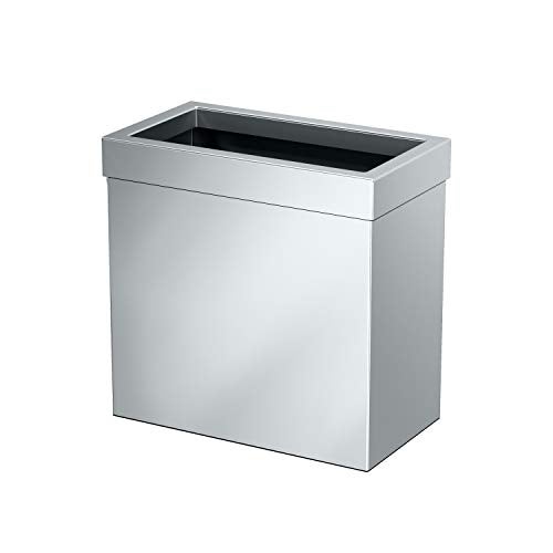 Gatco Modern Rectangle Wastebasket, Chrome - Stainless Steel Trash Can with Removable Lid, Leakproof, 3 Gallon Capacity for Bathroom, Bedroom, Kitchen, or Office - Image 1