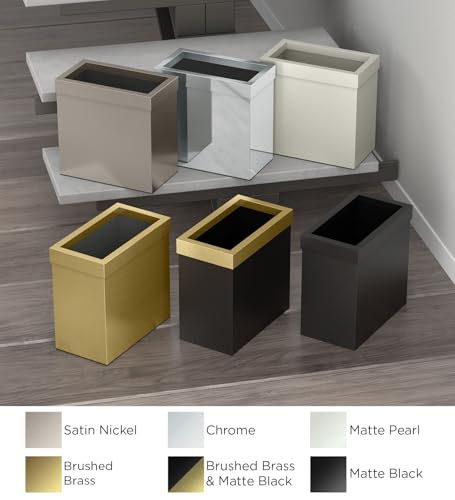 Gatco Modern Rectangle Wastebasket, Chrome - Stainless Steel Trash Can with Removable Lid, Leakproof, 3 Gallon Capacity for Bathroom, Bedroom, Kitchen, or Office - Image 4