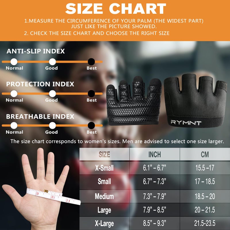 RYMNT Minimal Workout Gloves,Short Micro Weight Lifting Gloves Grip Pads with Full Palm Protection & Extra Grip for Men Women Weightlifting,Gym,Cross Training,Powerlifting,WODs.Black-Medium - Image 3