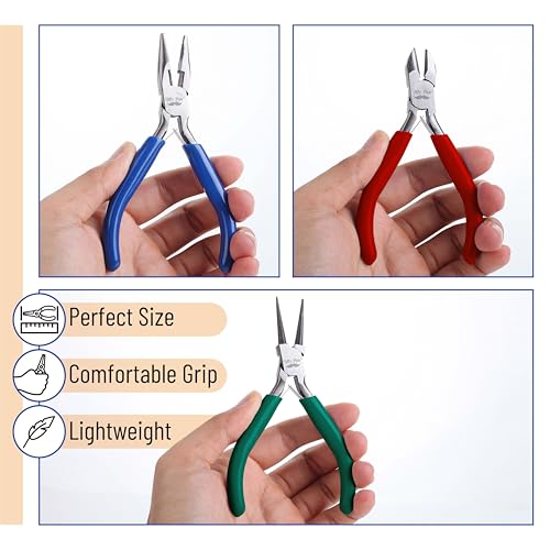 Mr. Pen- Jewelry Pliers, 3 Pack, Jewelry Making kit, Mini Pliers for Jewelry Making, Wire Cutters for Jewelry Making - Image 4