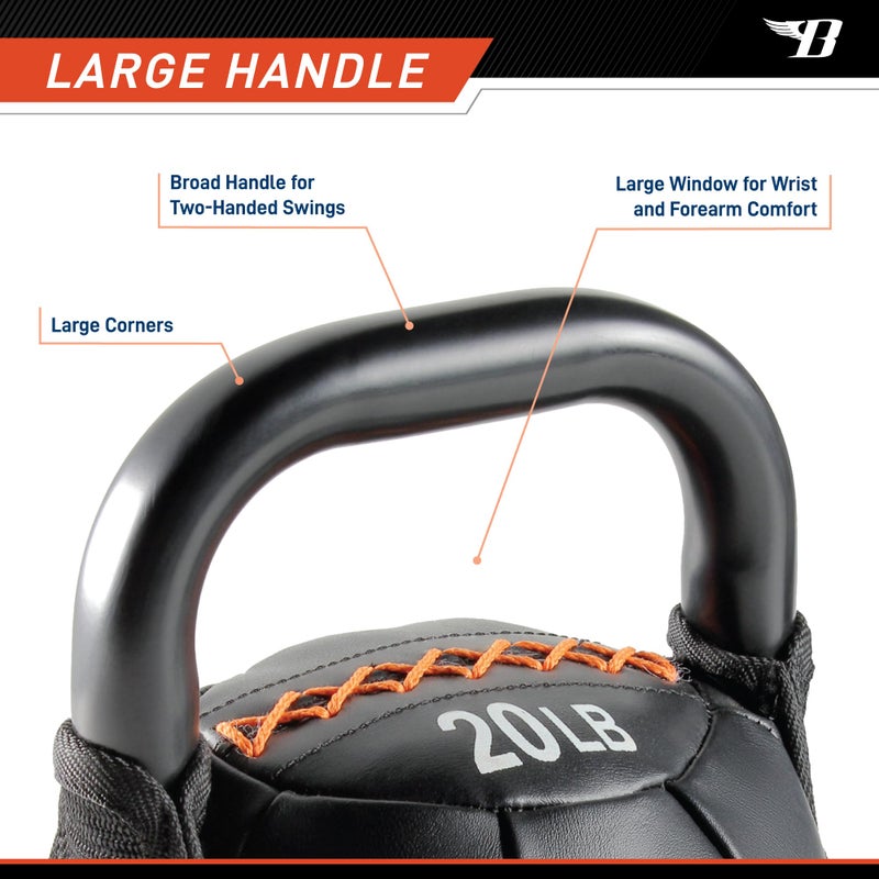 Bionic Body  kettlebell ناعم مع مقبض من بيوتيك بادي لرفع الأثقال، والتكييف، والقوة، وتدريب العضلات الأساسية (20 رطل) - Image 3