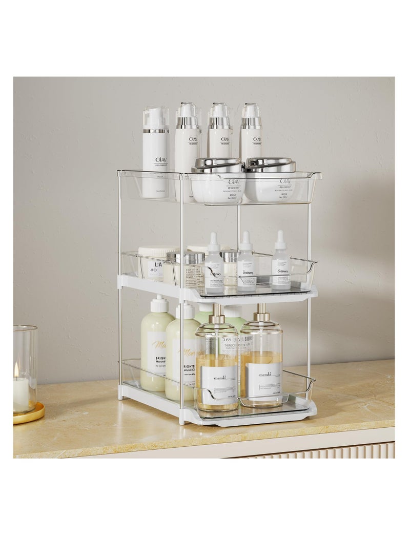SYOSI Multi-Purpose Bathroom Under Sink Organizers and Storage, 3-Tier, Stackable Clear Pantry Organization and Storage, acrylic pantry organizers, Pull Out Kitchen Cabinet Organizer with Movable Dividers - Image 3