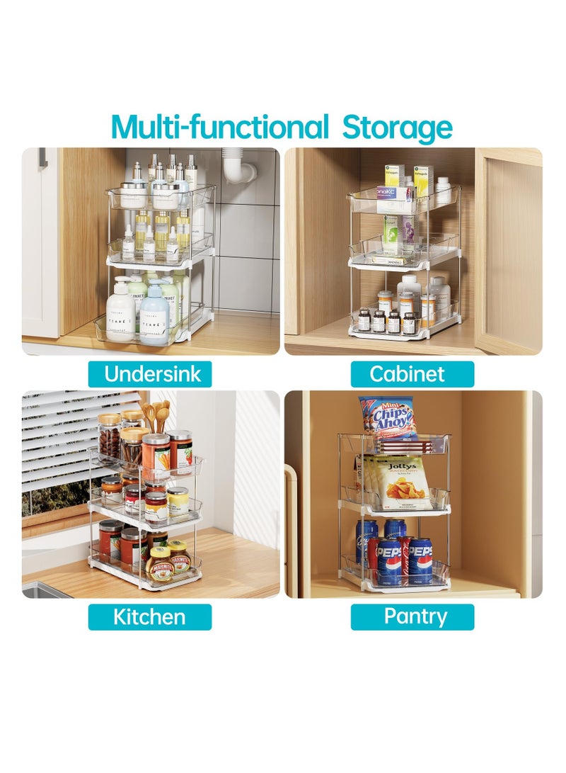 SYOSI Multi-Purpose Bathroom Under Sink Organizers and Storage, 3-Tier, Stackable Clear Pantry Organization and Storage, acrylic pantry organizers, Pull Out Kitchen Cabinet Organizer with Movable Dividers - Image 5