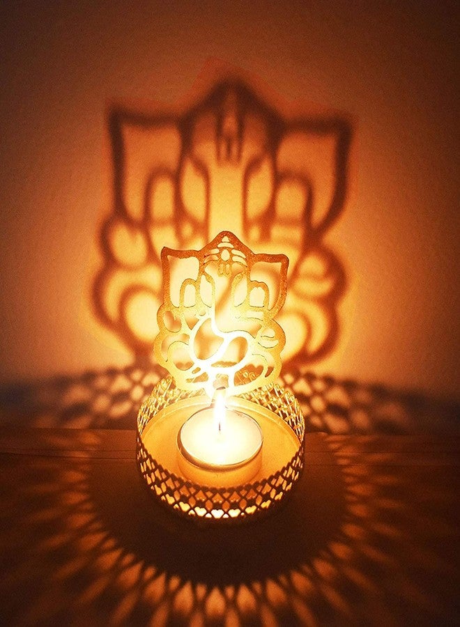 Vending India Festive Décor - Lord Ganesh Shadow Diya | Ganesha Tea Light Holder | Ganesh Ji Candle Holder | Ganesha Shadow Diya - Set of 2 - Image 2