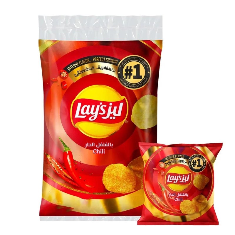 Lays Intense Flavor Chili Flavor Potato Chips- 12X21gms - Image 1