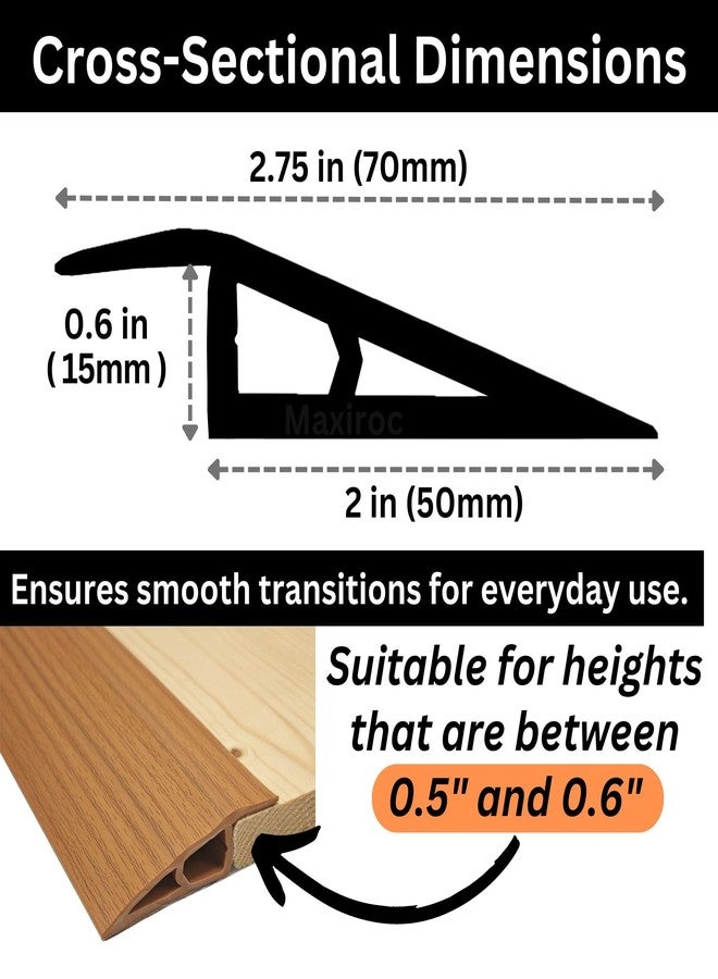 Maxiroc 1/2" to 3/5" Height Threshold Ramp - Rubber Threshold, Floor Transition Strip, Door Strip, Wheelchair Ramp, Carpet to Tile Strip (Light Brown Coffee, 40 inches) - Image 2