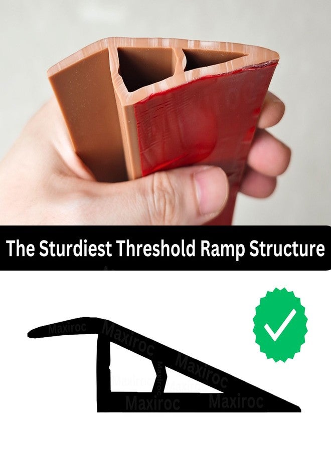 Maxiroc 1/2" to 3/5" Height Threshold Ramp - Rubber Threshold, Floor Transition Strip, Door Strip, Wheelchair Ramp, Carpet to Tile Strip (Light Brown Coffee, 40 inches) - Image 3
