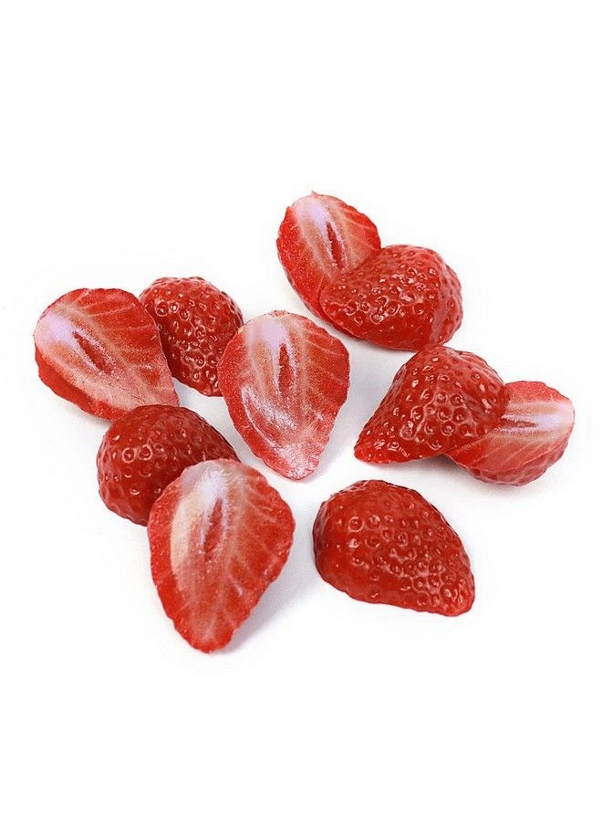 FKYzixeh Artificial Strawberry Blocks Fake Fruit Decorations For Home Parties Tables And Vase Filling Photography Props (10 Pcs Half Strawberries)  - Image 3