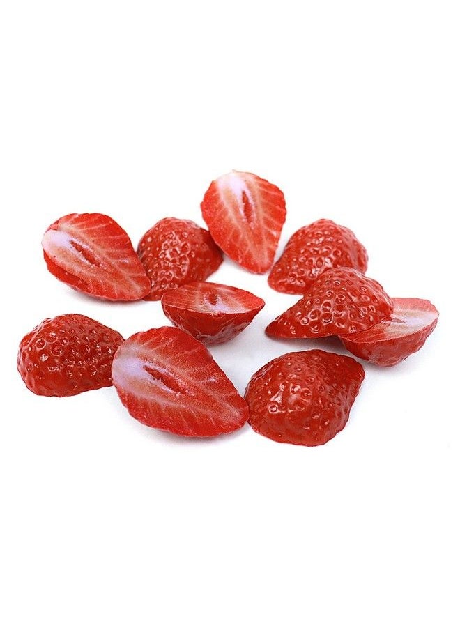 FKYzixeh Artificial Strawberry Blocks Fake Fruit Decorations For Home Parties Tables And Vase Filling Photography Props (10 Pcs Half Strawberries)  - Image 4