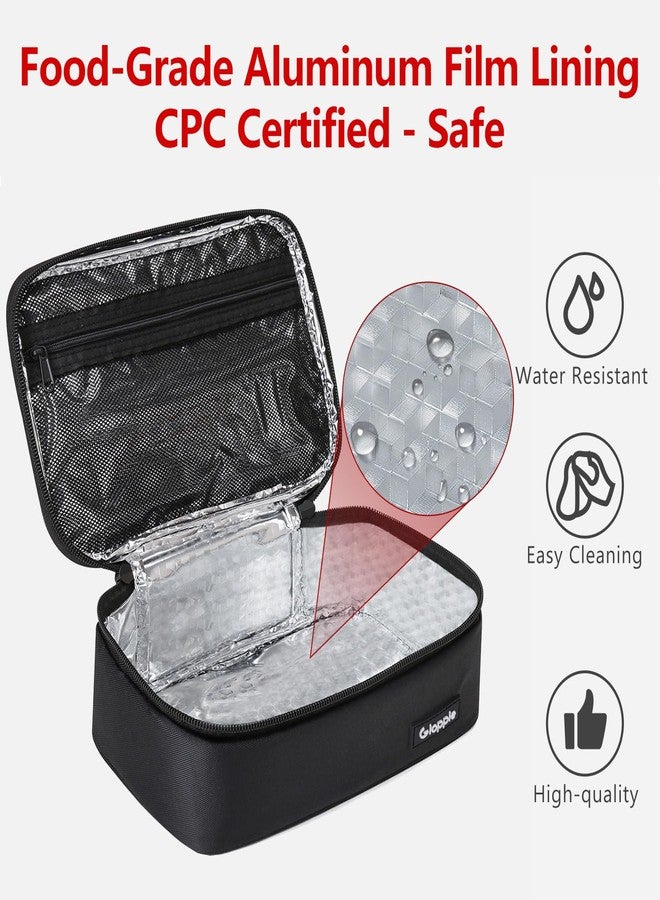 Gloppie Small Lunch Bag for Adults & Kids - Compact Insulated Lunch Box, Durable & Food-Grade Lining | Portable Cooler for Work, School, Travel (Black) - Image 5