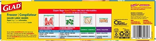 Glad أكياس تخزين الفريزر البلاستيكية بسحاب من جلاد، جالون، 30 قطعة (قد يختلف التعبئة) - Image 2
