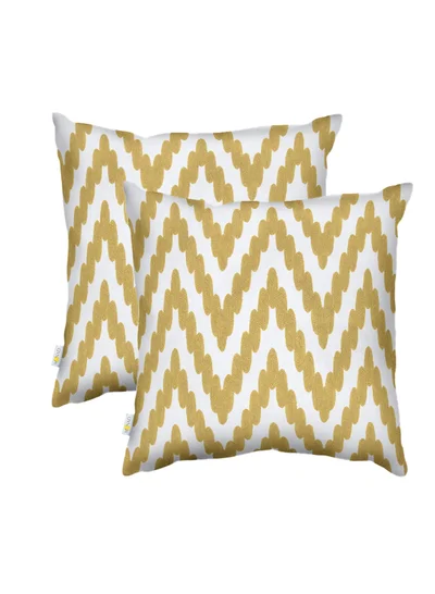 Donetella 2 Piece Embroidered Cushion Cover (45X45 cm) without filler Yellow