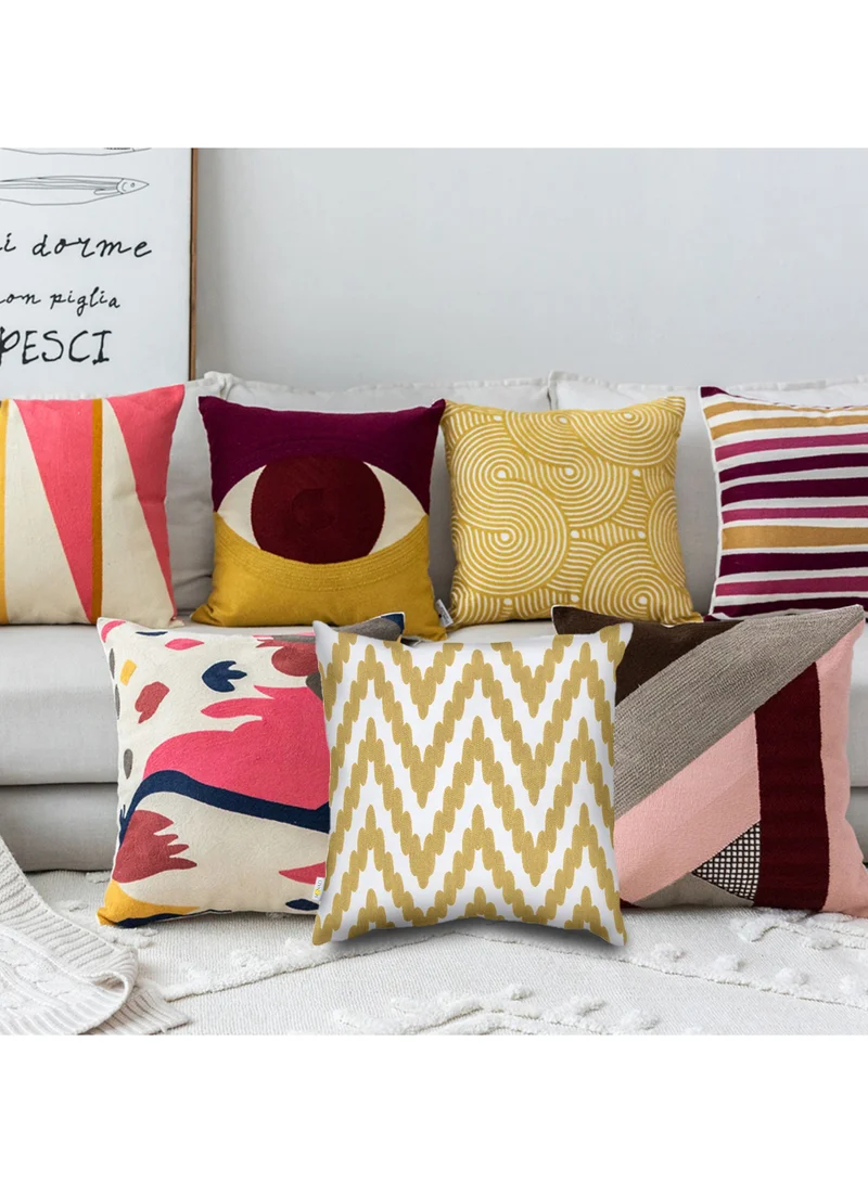 Donetella 2 Piece Embroidered Cushion Cover (45X45 cm) without filler Yellow