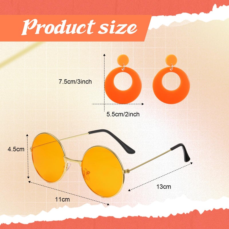 Leumoi 6 Pcs 60s 70s Disco Outfit Women Hippie Costume Accessories Flared Pants Headband Earrings Sunglass(Floral, XX-Large) - Image 3