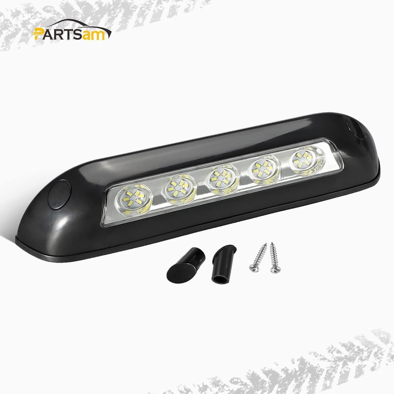 Partsam 2Pcs 8” RV Porch Lights 12V IP67 Waterproof Utility Strip Lights Bar Surface Mount for Motorhome Caravan Camper Boat Marine Black Housing - Image 2