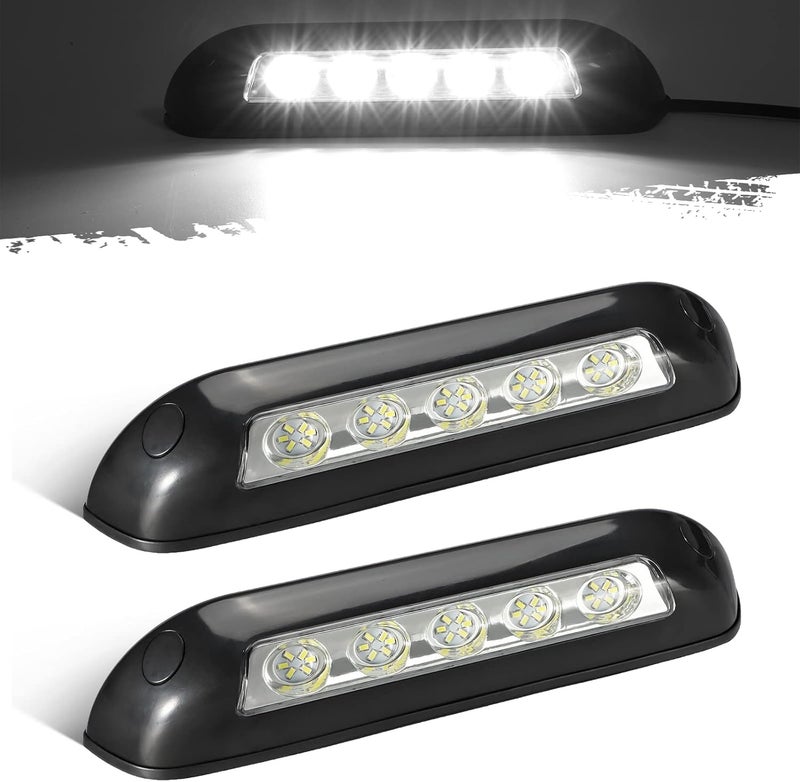 Partsam 2Pcs 8” RV Porch Lights 12V IP67 Waterproof Utility Strip Lights Bar Surface Mount for Motorhome Caravan Camper Boat Marine Black Housing - Image 1